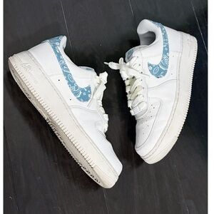 Nike‎ Air Force 1 Low '07 Essential Sneakers White Blue Paisley